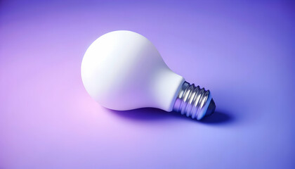 White light bulb on bright purple background Minimalist concept, bright idea concept, isolated lamp	
