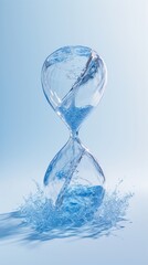 Water Splashing Around Hourglass Indicates Passing Time in an Animated Image.