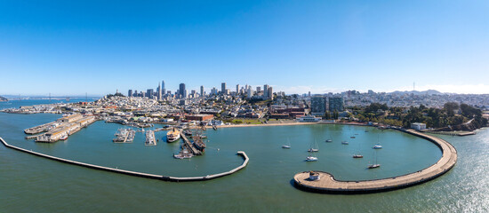 San Francisco Bay At San Francisco In California United States. Megalopolis Downtown Cityscape....