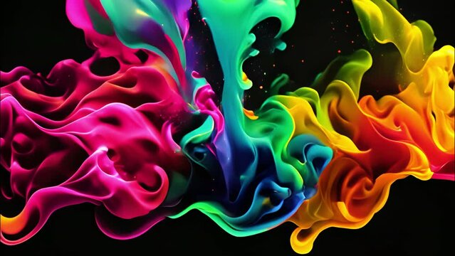 Group of Colored Inks Floating in the Air, A Vibrant Display of Colors