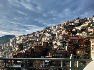 Shimla India Snow View Mountains with beautiful clouds
