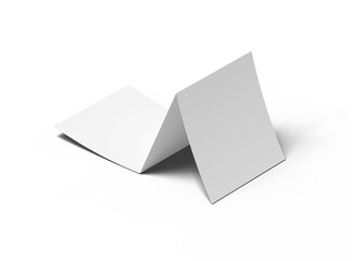 Blank square Z-fold brochure 3d render on transparent background