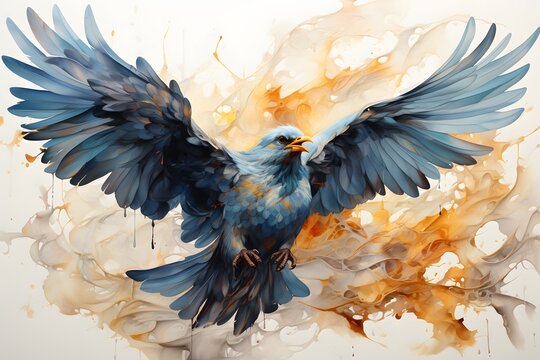 Eagle in watercolor style. Digital art painting. Vector illustration.
