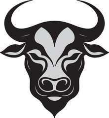 Bull head silhouette, Vector artwork of Bull head