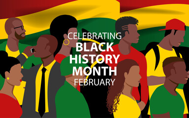 Vibrant colors of black men and women with diverse faces and occupations, conceptual vector illustration for Juneteenth, Black History Month and empowerment movement 