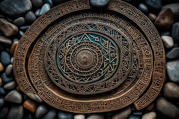 Obraz premium there magical runes or symbols etched into stones, trees, or the landscape