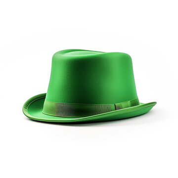 Vector Illustration with 3d Realistic Green Leprechaun Top Hat with Green Clover Shamrock. St. Patrick's Day Concept Design. Classic Retro Vintage Top Hat Isolated on Black Background