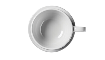 Empty white Cup and saucer isolated on transparent background.