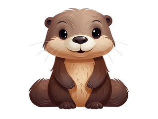 Illustration of a cute otter isolated on white background 