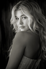 Naklejka premium Beautiful Blond Young Model extremely pretty face