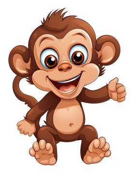 Illustration of a cute monkey isolated on white background 