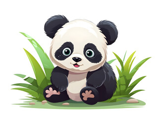 Illustration of a cute panda on colorful background 