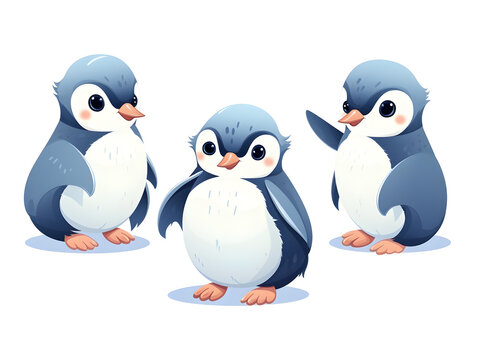 Illustration of a cute penguins isolated on white background 