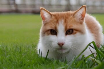 cat on grass