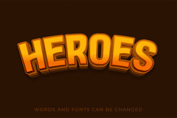 Heroes 3d text effect, editable text style