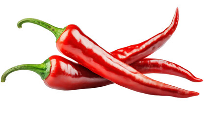 Red hot chili peppers isolated on transparent background.