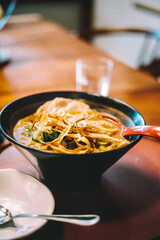 Ramen noodles with soy sauce 