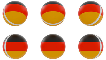 Ball with Germany country flag on transparent background. PNG of spheres with Germany national flag icon . 3d rendering 