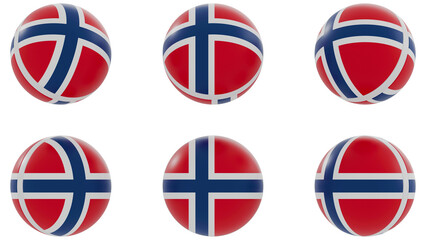 Ball with Norway  country flag on transparent background. PNG of spheres with Norway national flag icon . 3d rendering 