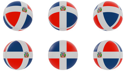 Ball with Dominican Republic country flag on transparent background. PNG of spheres with Dominican Republic national flag icon . 3d rendering 