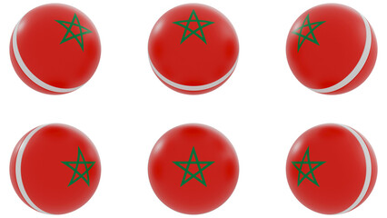 Ball with Morocco country flag on transparent background. PNG of spheres with Morocco national flag icon . 3d rendering 