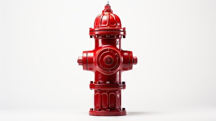 Fototapeta premium bright red fire hydrant isolated on a white background. This image emphasizes the importance of safety equipment and municipal services in the urban landscape
