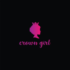 royal crown and crown girl logo design vector