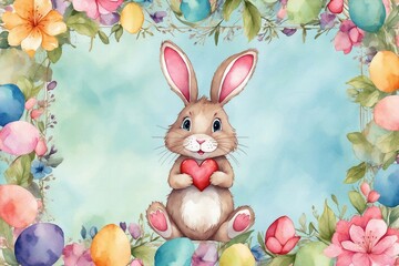 easter watercolor bunny amidst blossoms in delightful easter designs for invitations, cards, greetings, and congratulations