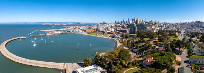 San Francisco Bay At San Francisco In California United States. Megalopolis Downtown Cityscape....