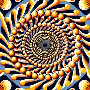 Optical Illusion with Dots: A pattern of dots arranged on a background