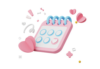 3D render, Minimal love icon element for festive decoration isolated on transparent png background, Valentine's day with heart shape, for wedding celebration and party mock up.