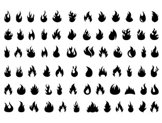 Fire flames silhouette vector art white background