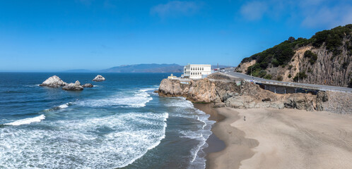 Where the sea meets the land in San Francisco. Ocean Beach is a world renowned surfing beach in the...