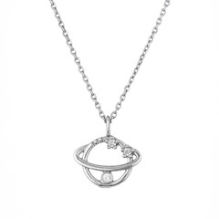 Elegant silver chain with a pendant isolated on white background