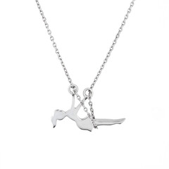 Fototapeta premium Silver necklace with pendant isolated on white background
