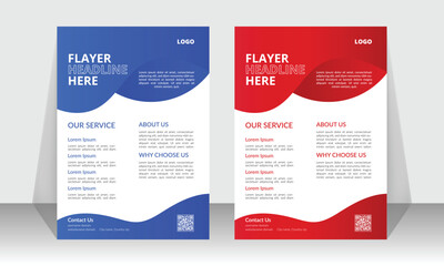 Leaflet template design simple clean & professional modern design template vactor, blue & red color version available.