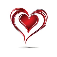 Red heart on a white background, symbol of love