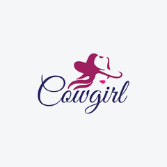cowgirl fashion logo design vector