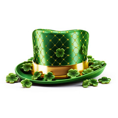 Leprechaun hat. Vector St Patrick day icon. Irish green leprechaun hat with clover leaf. Happy Saint Patrick day! Cartoon Ireland illustration isolated on white background. Lucky magic vector