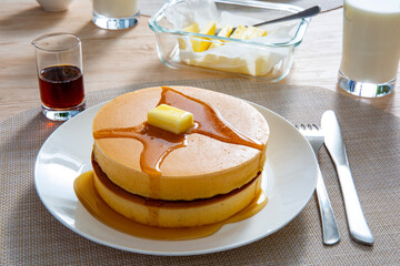 ホットケーキ、パンケーキ、ホームメイドのおやつ