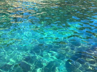 Fototapeta na wymiar Clear sea blue turquoise surface.