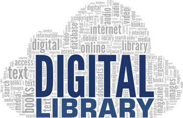 Obraz premium Digital Library word cloud conceptual design isolated on white background.
