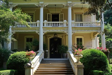 Southern Splendor: A Grand Mansion in the Heart of the American South - obrazy, fototapety, plakaty