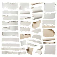 torn paper collection isolated white background. ai generative