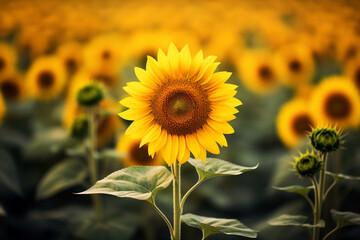 Obraz premium Sunflower (Helianthus annuus) isolated with sunflowers in the background