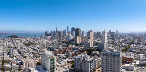 Fototapeta na wymiar Panoramic aerial view of the San Francisco downtown. Aerial town of San Francisco.