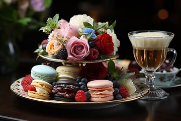 Obraz na płótnie Canvas Exquisite selection of tea party cakes., generative IA