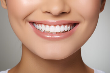 Fototapeta premium Smile makeovers teeth whitening, in the style of minimalistic compositions, spontaneous gesture, macro perspectives, light white