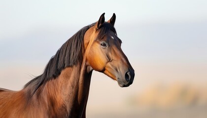 A beautiful arabian horse symbol of elegance standing gracefully in the expansive desert, horses concept