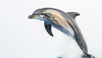 Playful bottle nosed dolphin leaps joyfully in the ocean waves, underwater marine life image